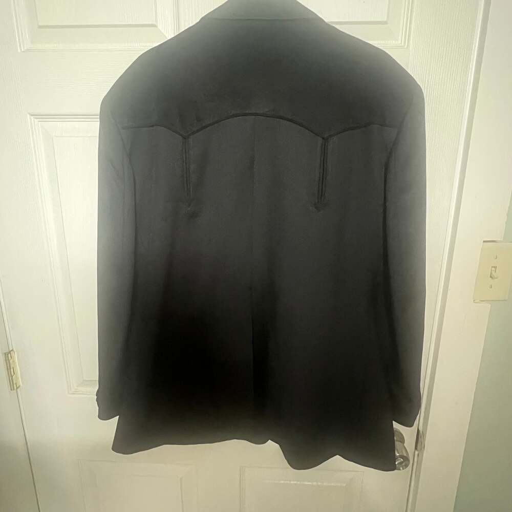 VTG Pagano West Black Western Blazer 50 S Vintage Suede on Shoulders 80s - Picture 6 of 11